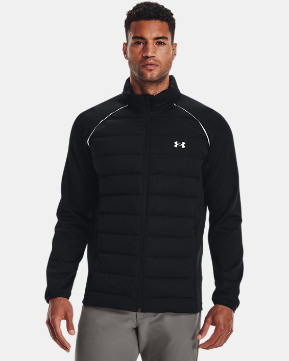 Men's UA Golf Stretch Down Hybrid Jacket, Black, pdpMainDesktop image number 0